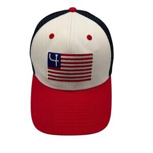 Short Par 4 Golf Hat Mesh Trucker Snapback USA Flag Logo OSFM Adjustable